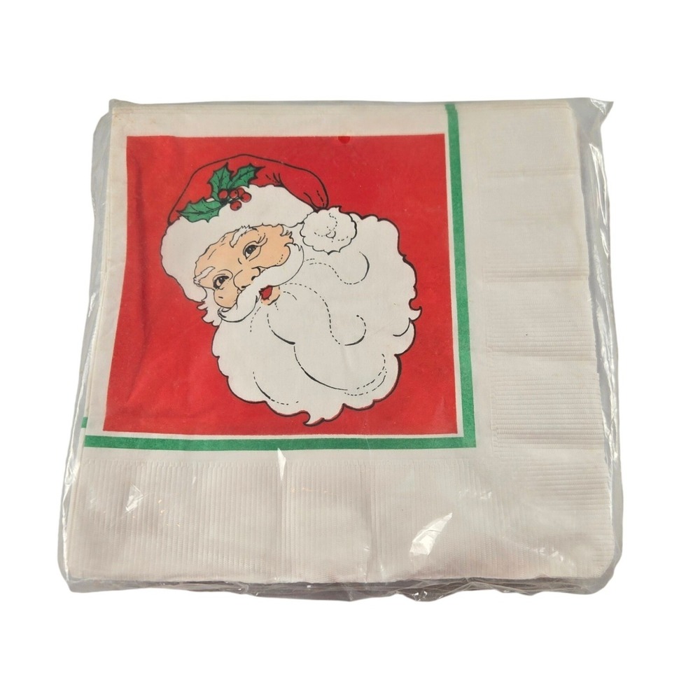Vintage American Greetings Santa Christmas Dinner Napkins 16 Ct NOS Made USA